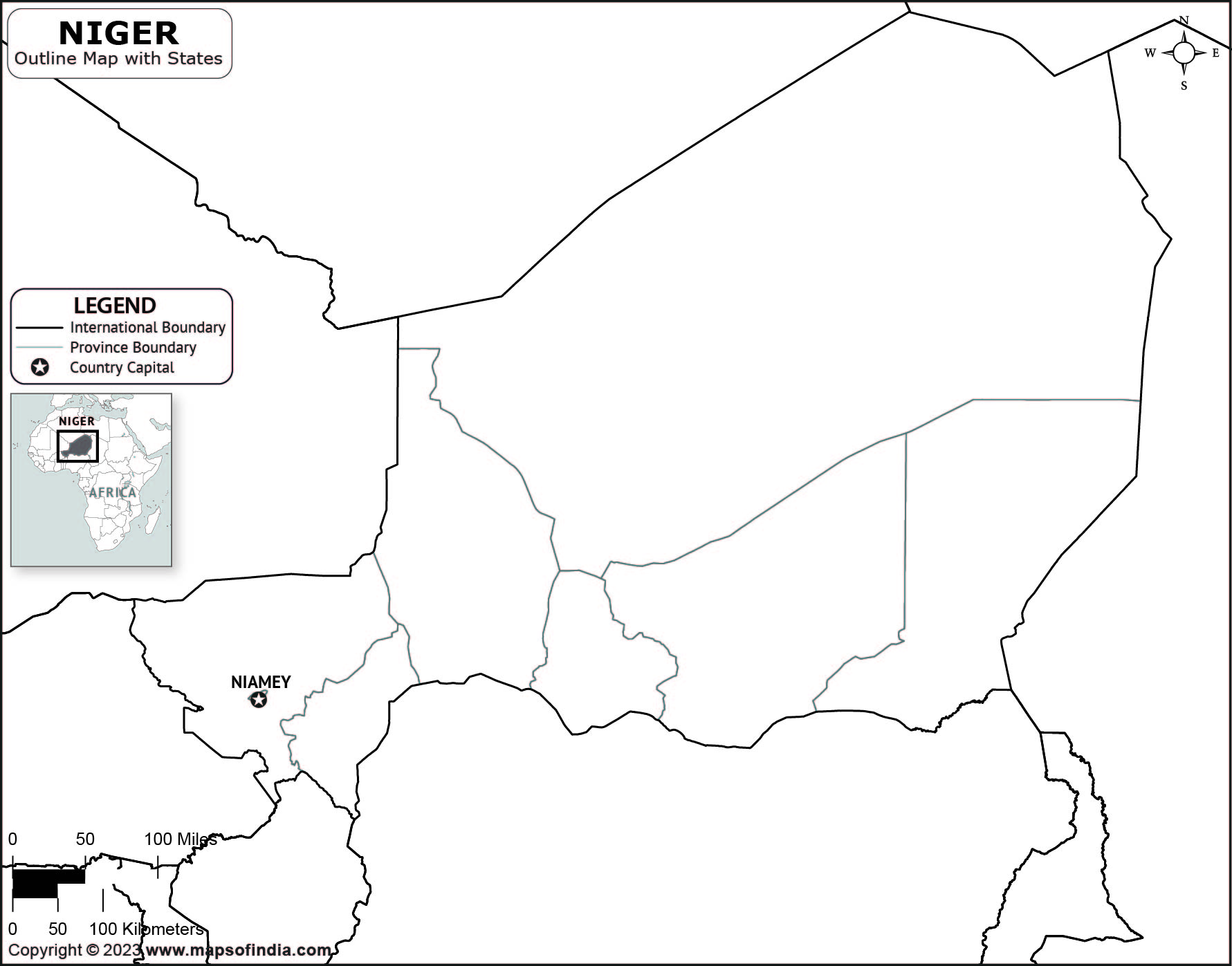 Niger Blank Outline Map
