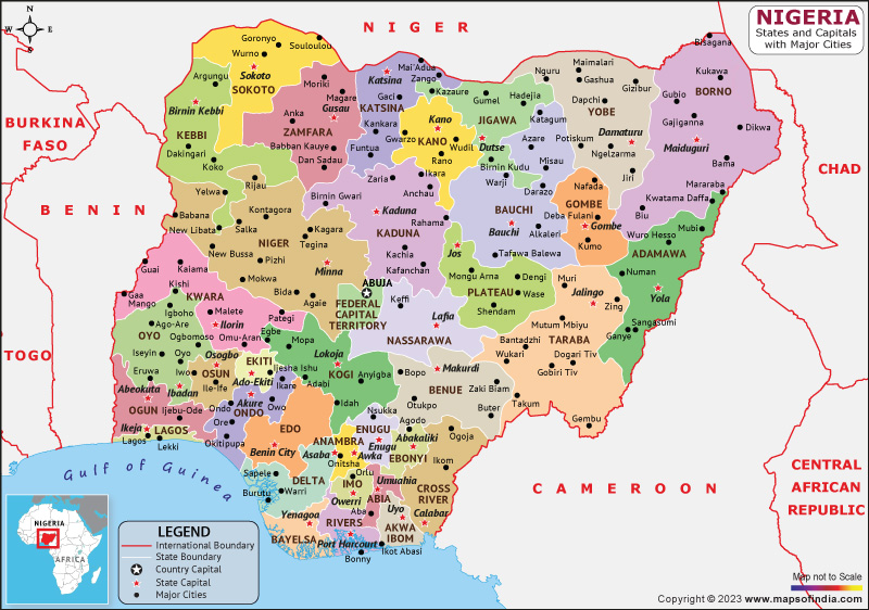 Nigeria States and Capital Map