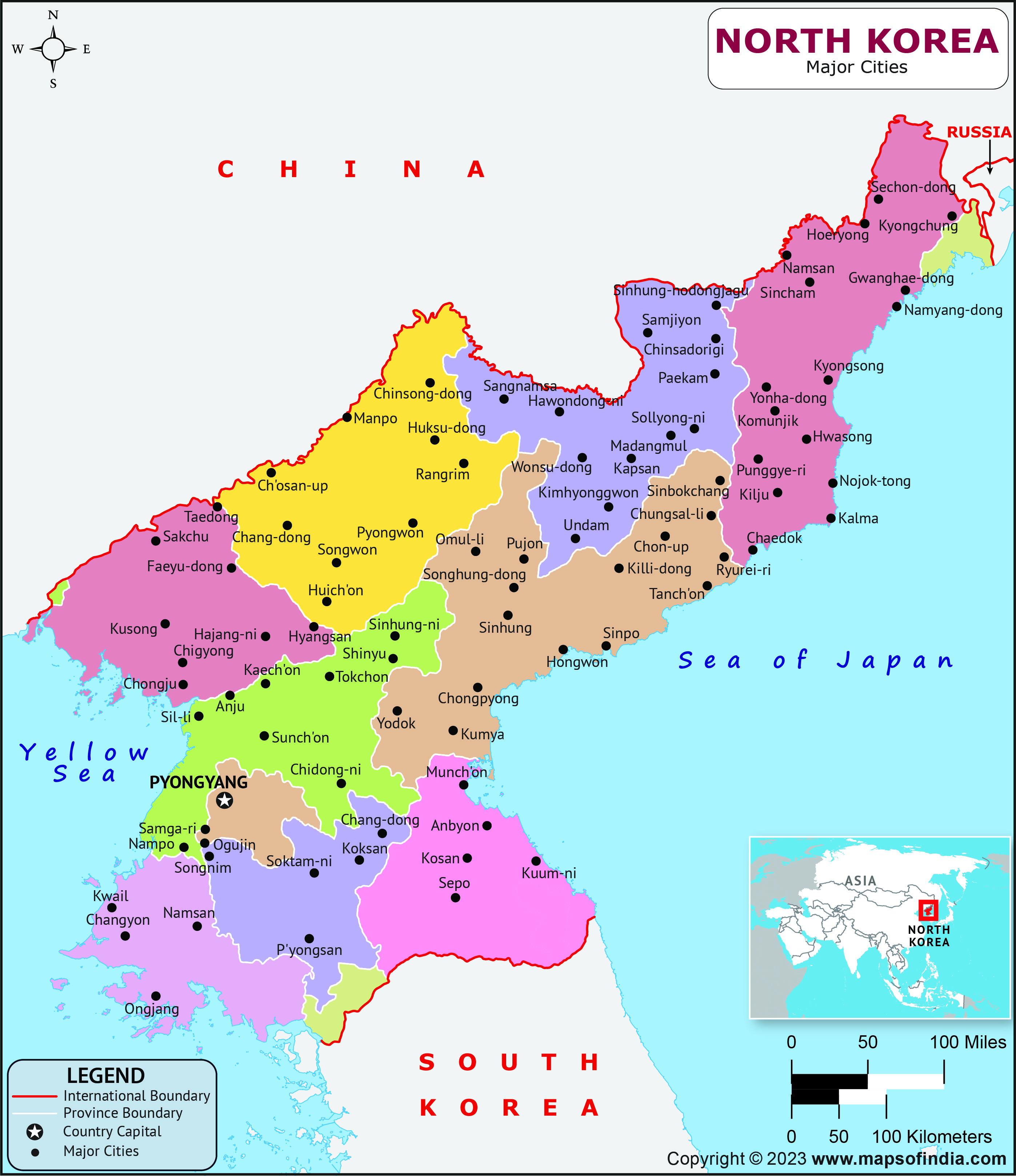 North Korea Major Cities Map