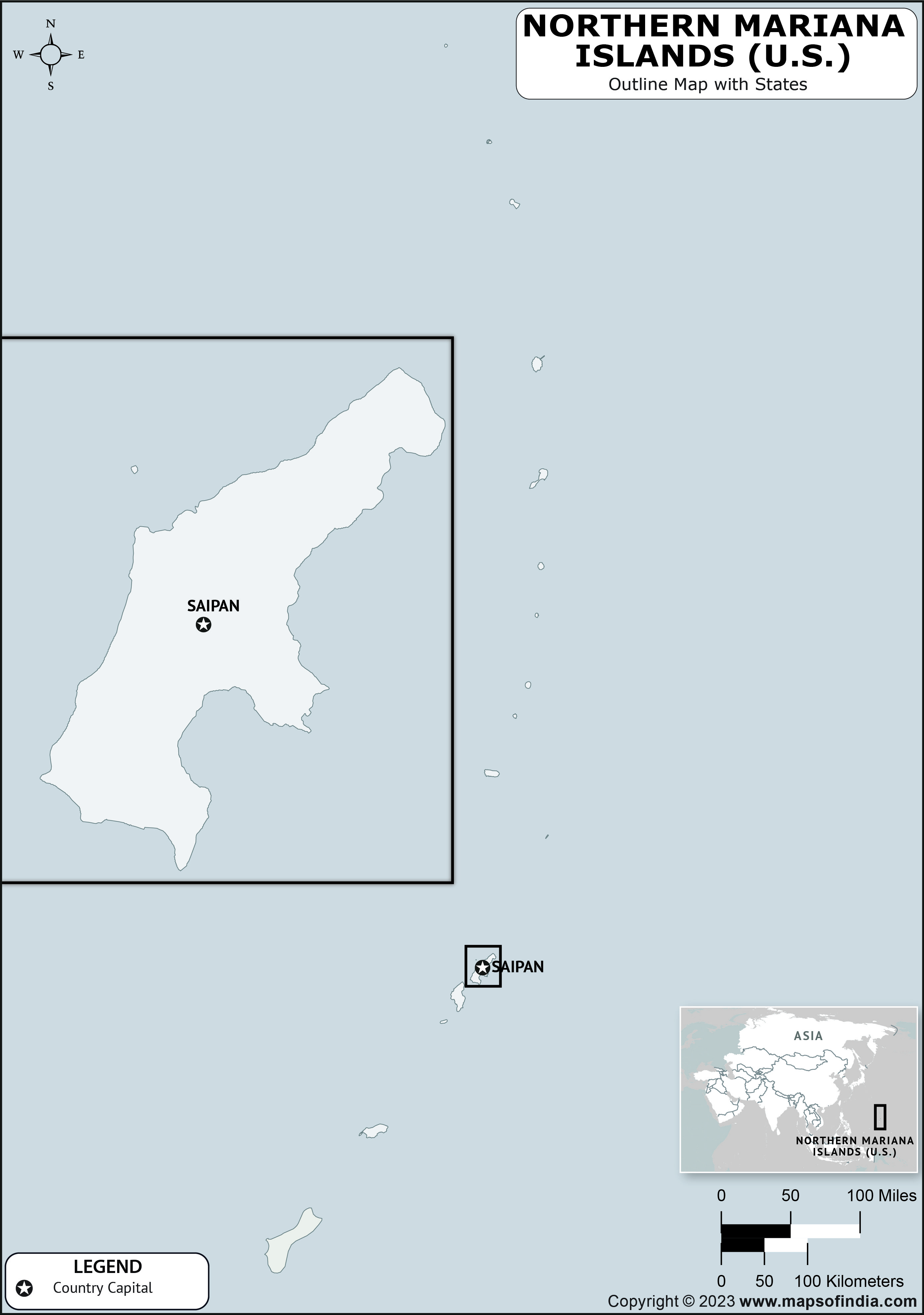 Northern Mariana Blank Outline Map