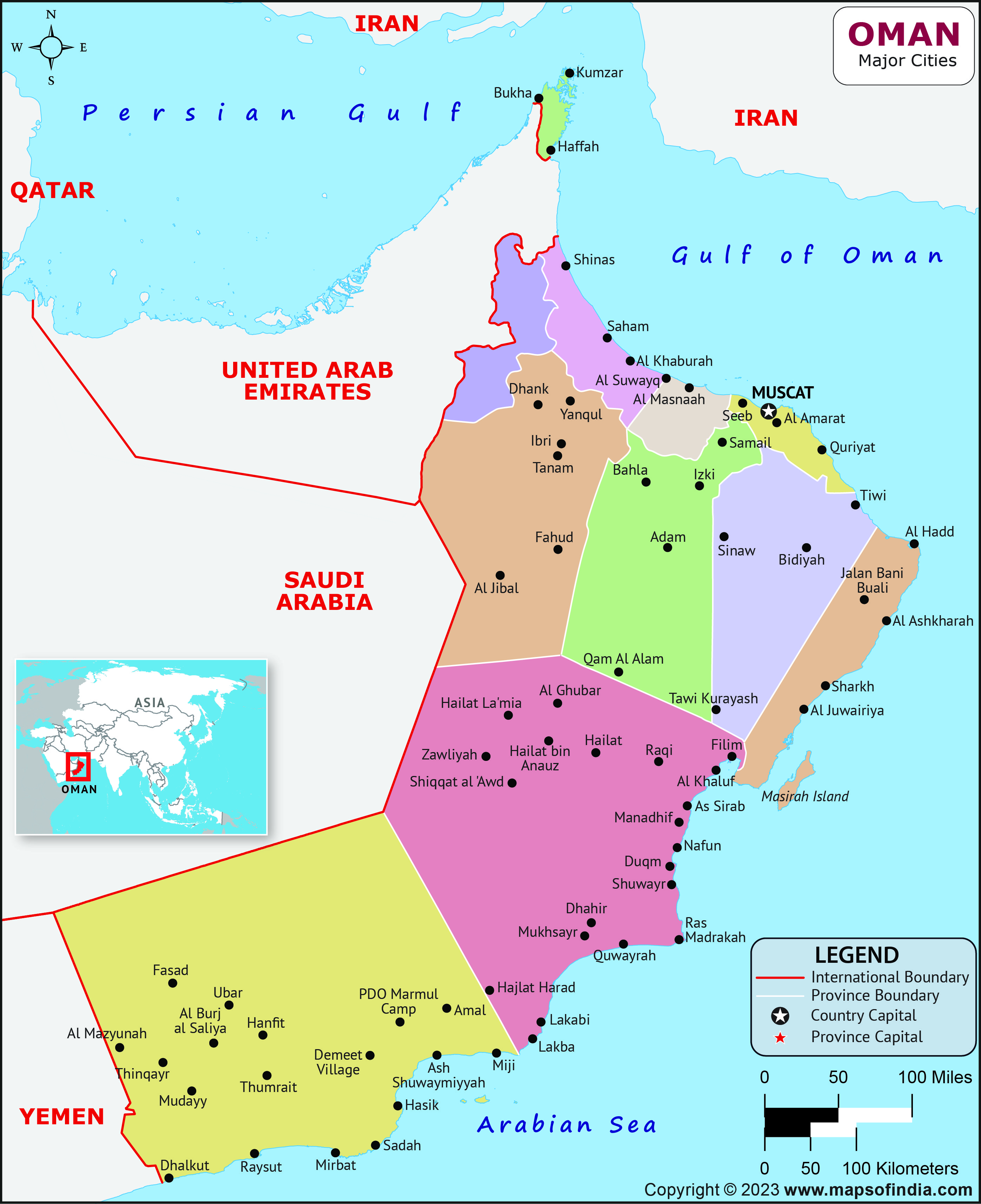 Oman Major Cities Map