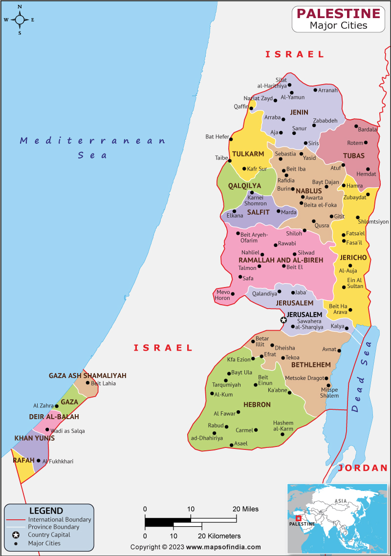 Palestine Major Cities Map