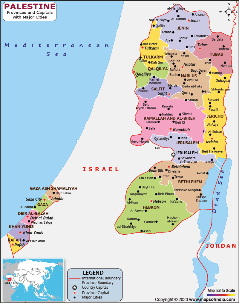Palestine provinces and Capital Map