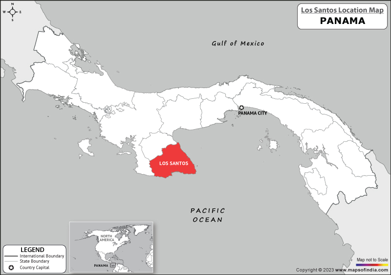 Shape of Los Santos, province of Panama, with its capital isolated