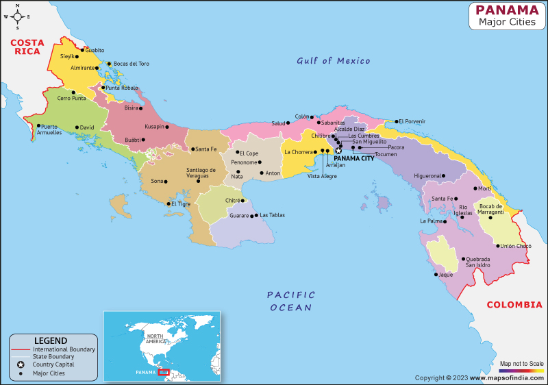 Panama Major Cities Map