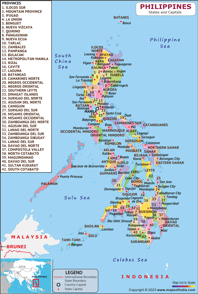 Philippines Regions and Capitals List and Map | List of Regions and ...