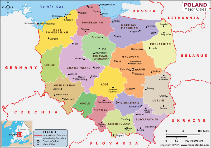 Poland Major Cities Map List Of Major Cities In Different States Of 