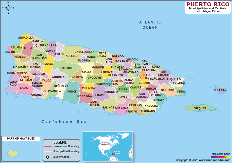 Puerto Rico Municipalities and Capital Map