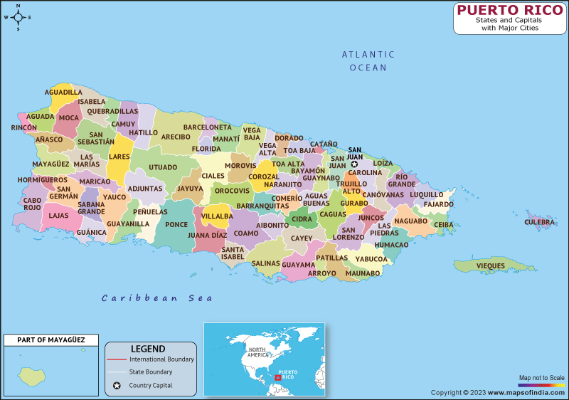 Puerto Rico Municipalities  and Capital Map