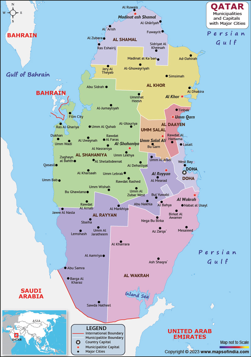 Qatar Municipalities and Capital Map