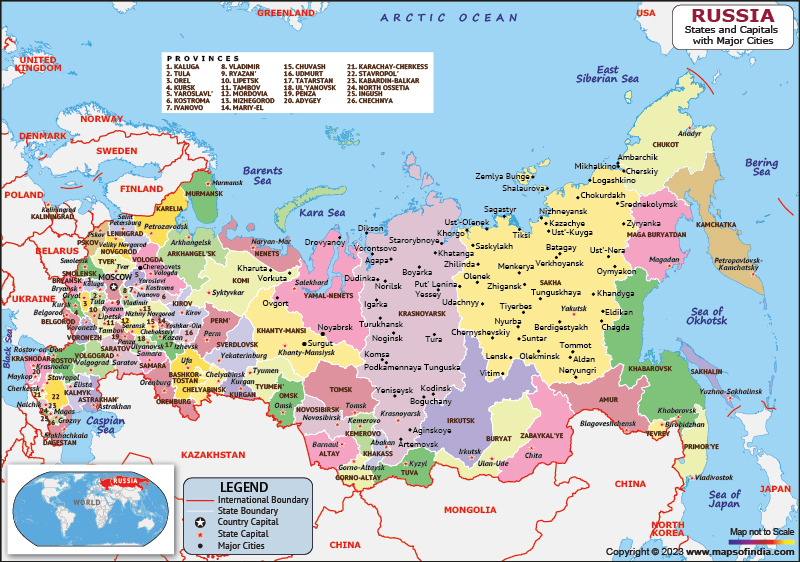 Russia Map  HD Political Map of Russia to Free Download