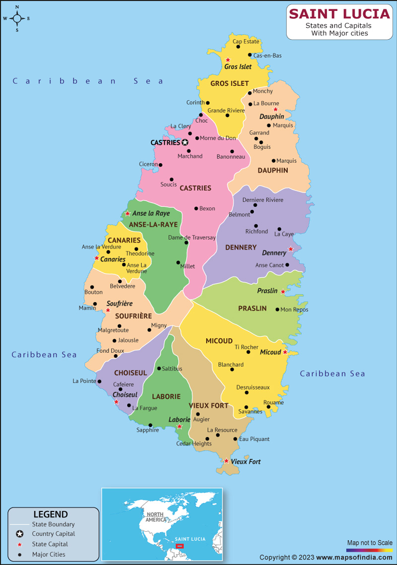 Saint Lucia Map HD Political Map of Saint Lucia to Free Download