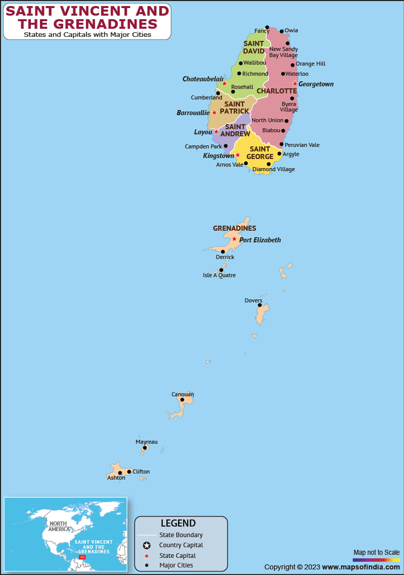 Saint Vincent and the Grenadines Map | HD Political Map of Saint ...