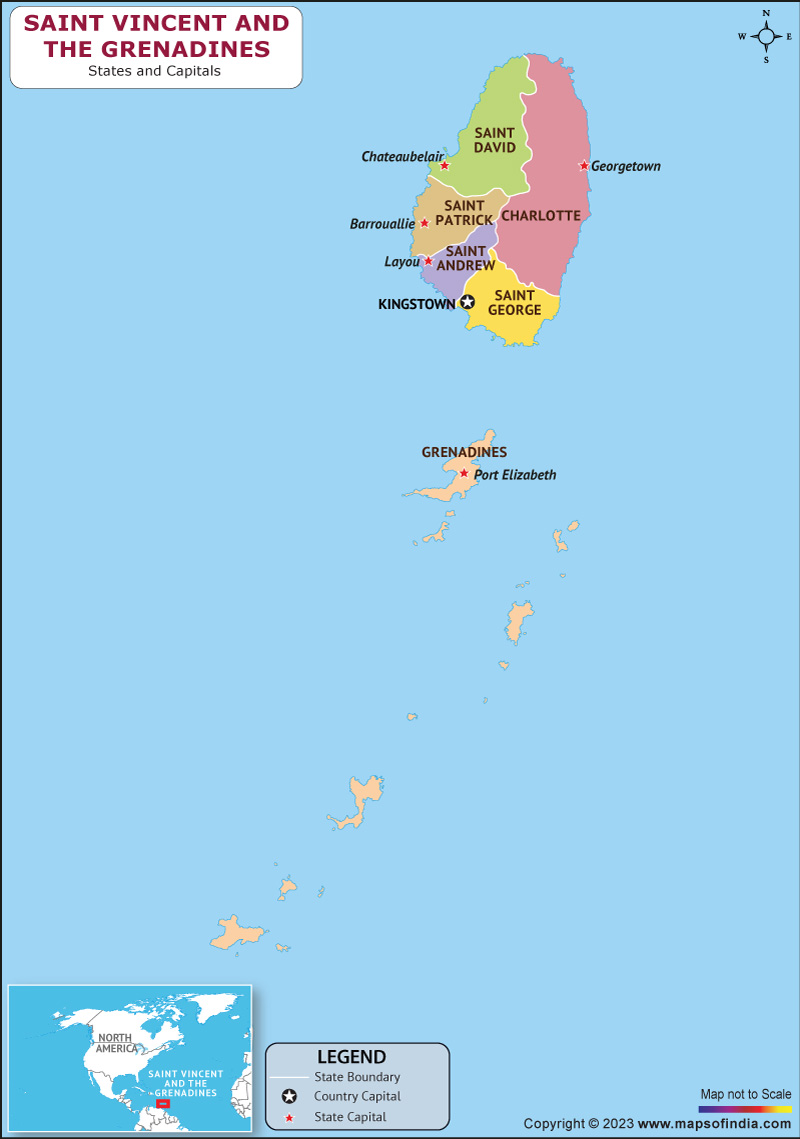Saint Vincent and the Grenadines Provinces and Capitals List and Map ...