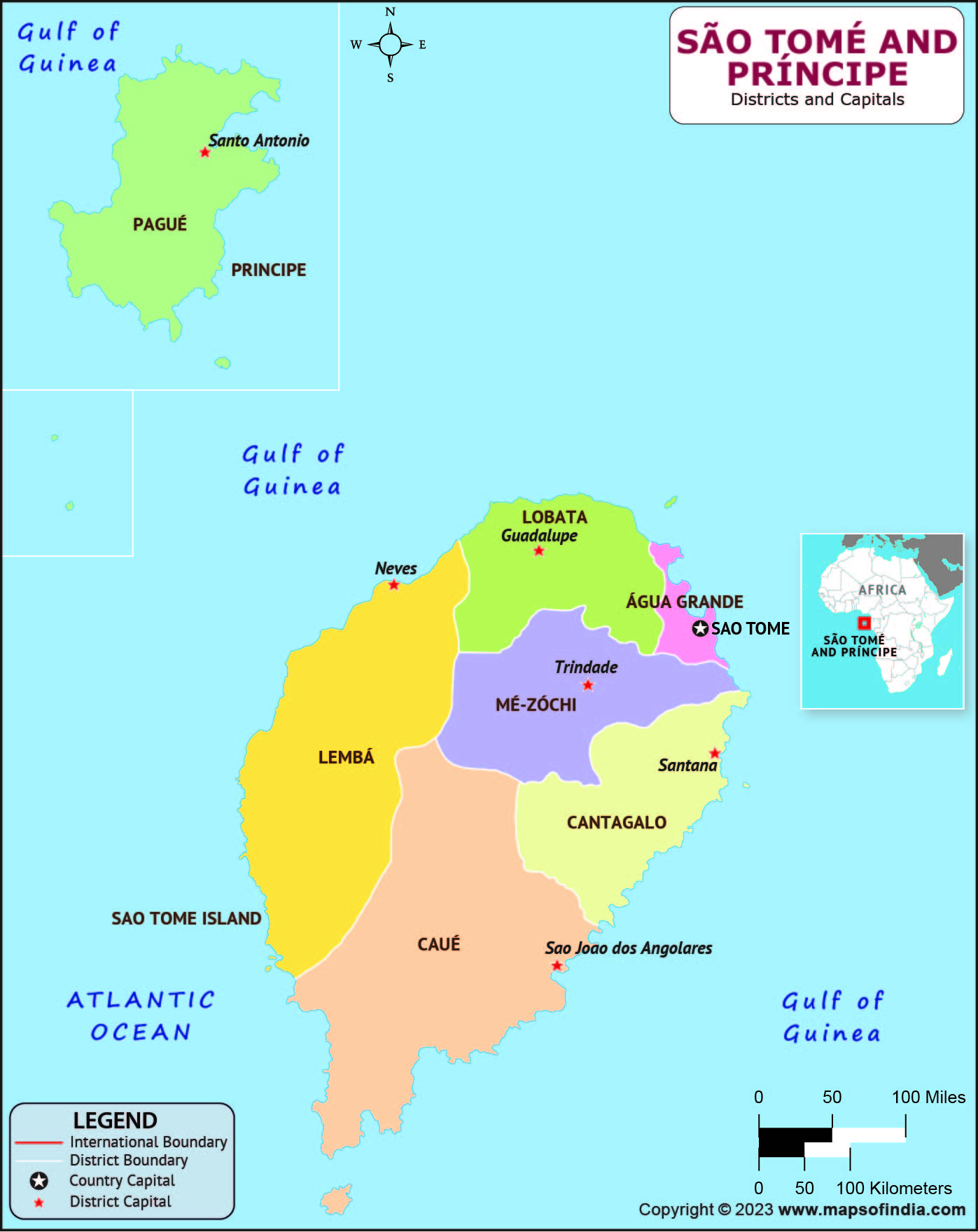 Sao Tome and Principe Districts and Capitals List and Map List of