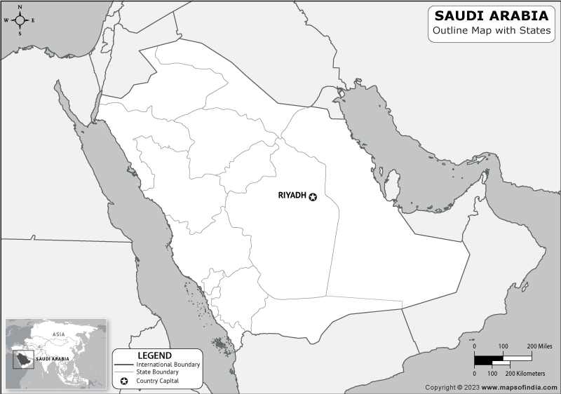 Saudi Arabia Blank Outline Map