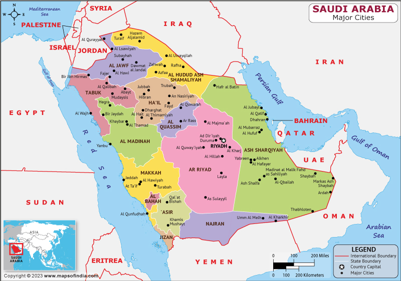 Saudi Arabia Major Cities Map