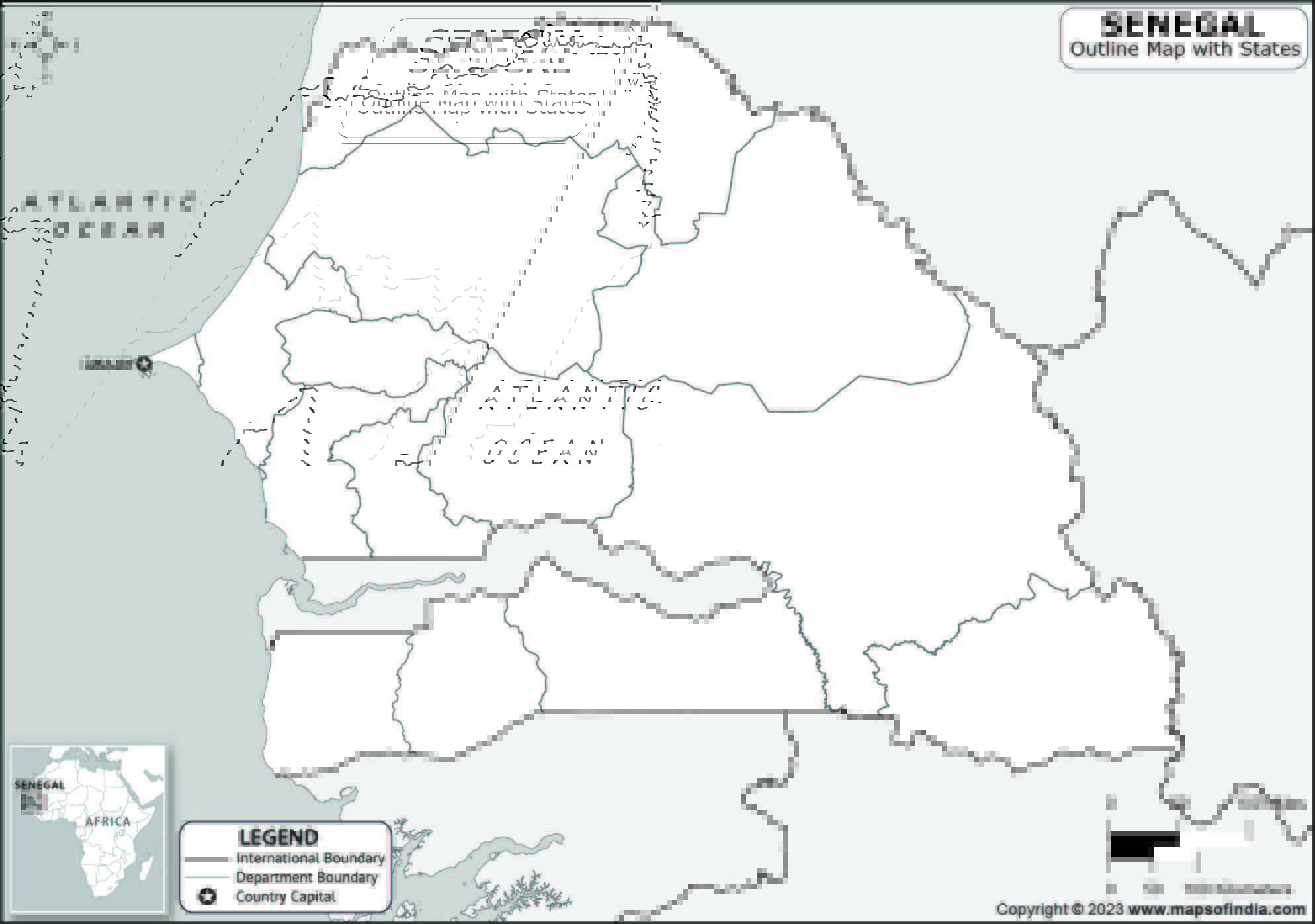 Senegal Blank Outline Map