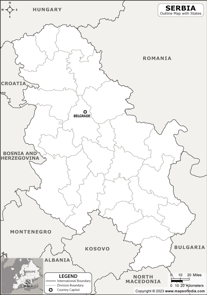 Serbia Blank Outline Map