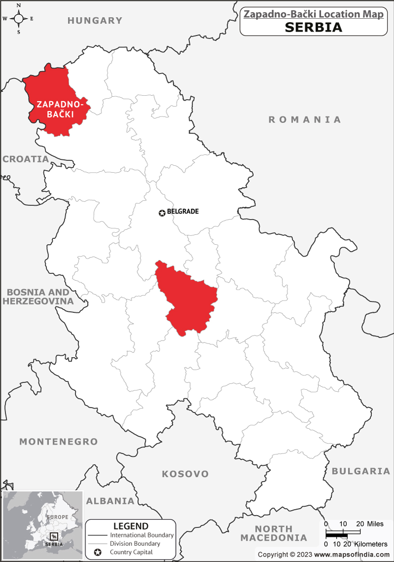 Map of Zapadno Backi Location Zapadno Backi Location Map