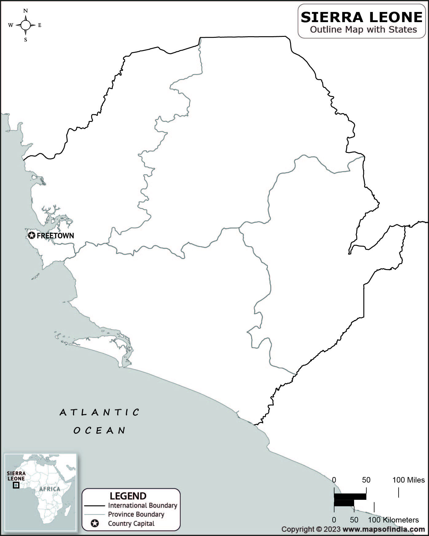 Sierra Leone Blank Outline Map