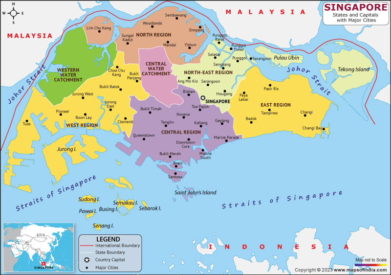 Singapore states and Capital Map