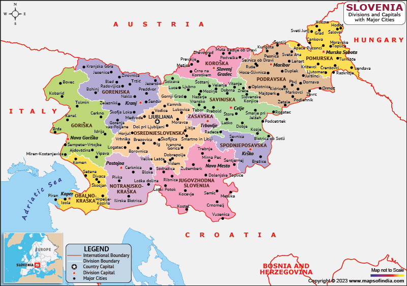 Slovenia Divisions and Capital Map