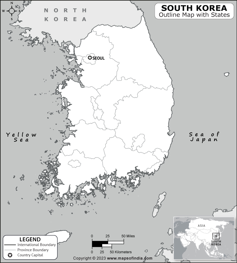 South Korea Blank Outline Map