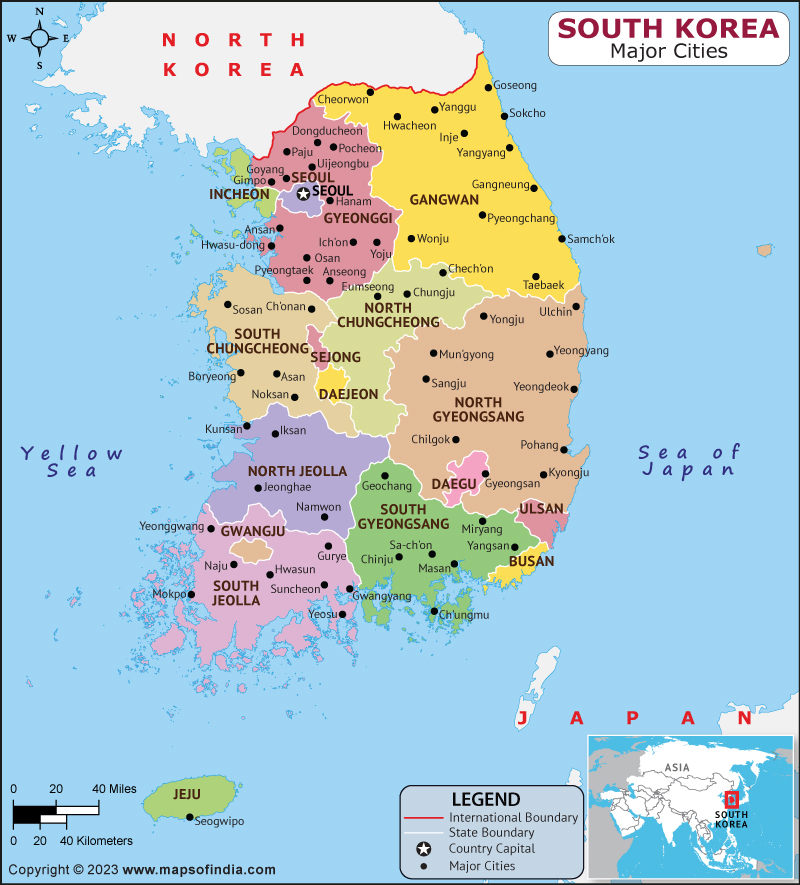 South Korea Major Cities Map