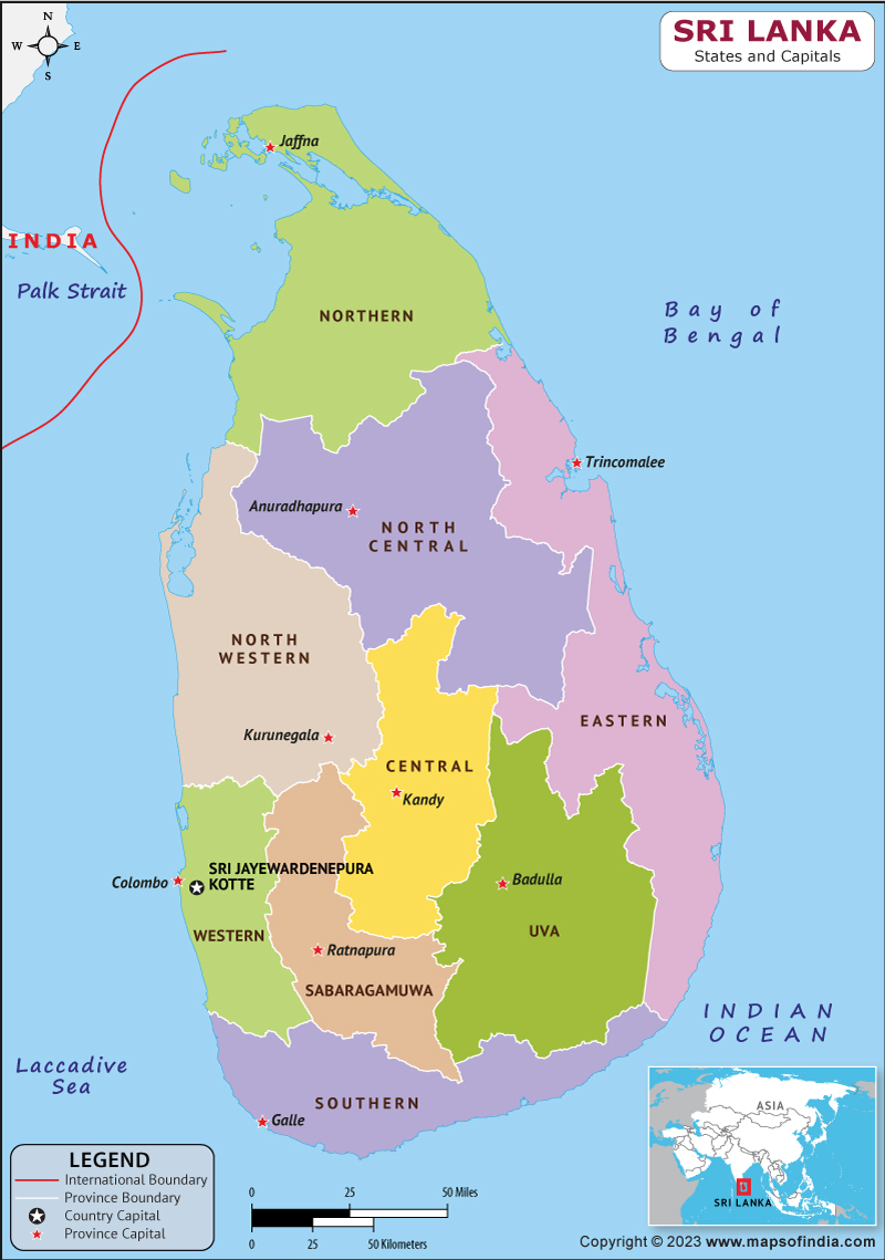 Sri Lanka Provinces and Capitals List and Map List of Provinces and