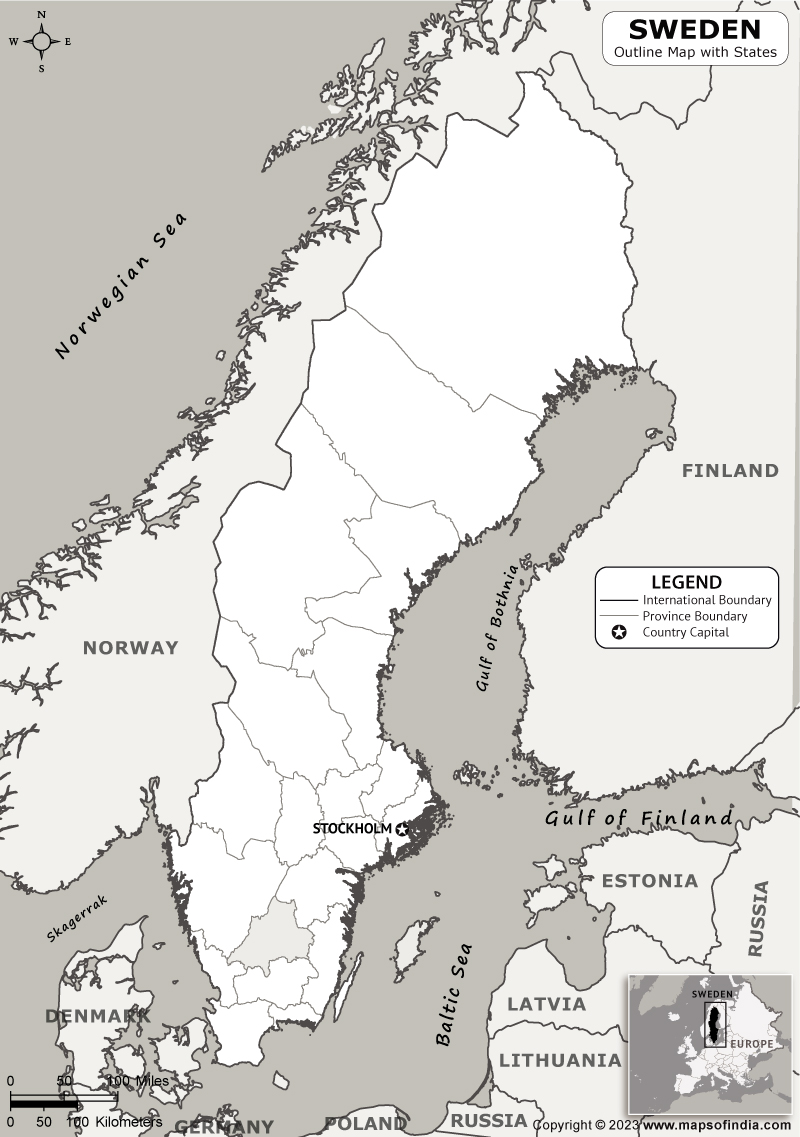 Sweden Blank Outline Map