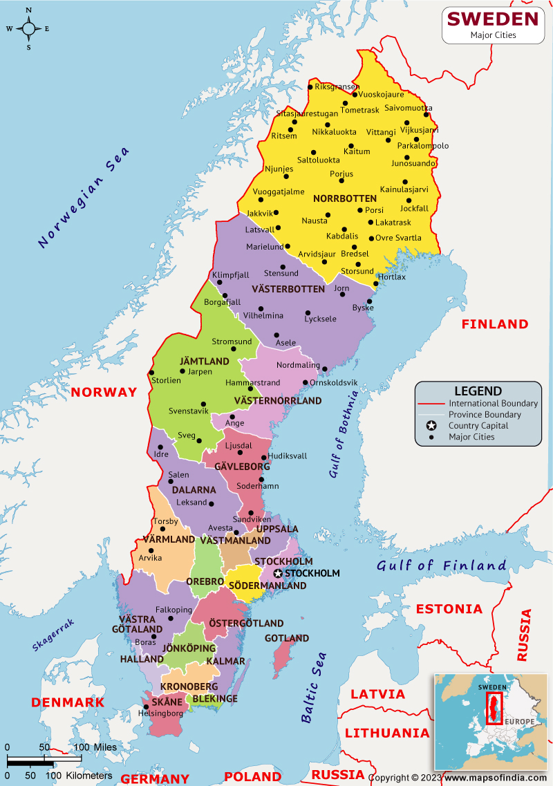 Sweden Major Cities Map