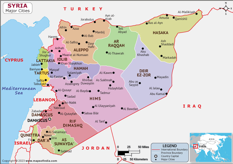 Syria Major Cities Map