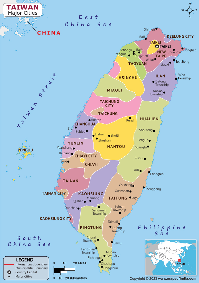 Taiwan Major Cities Map