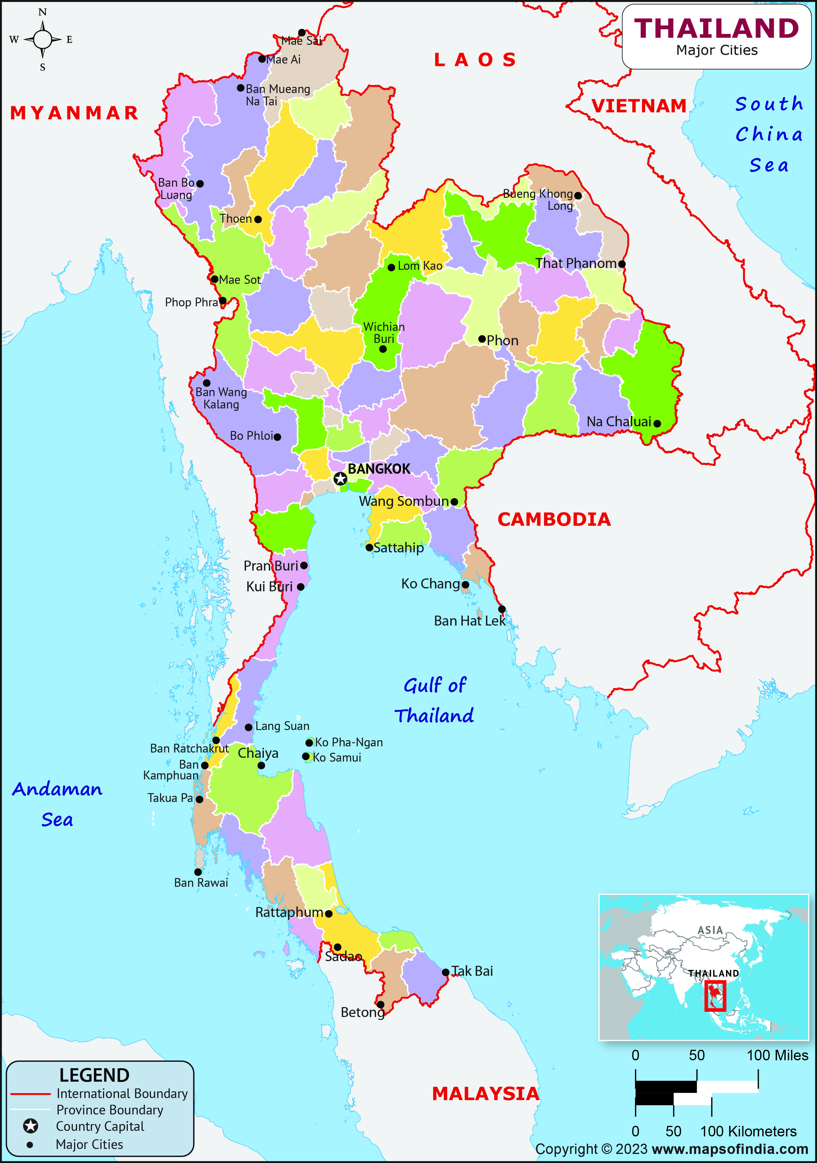 Thailand Major Cities Map