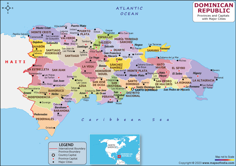 The Dominican Republic provinces and Capital Map