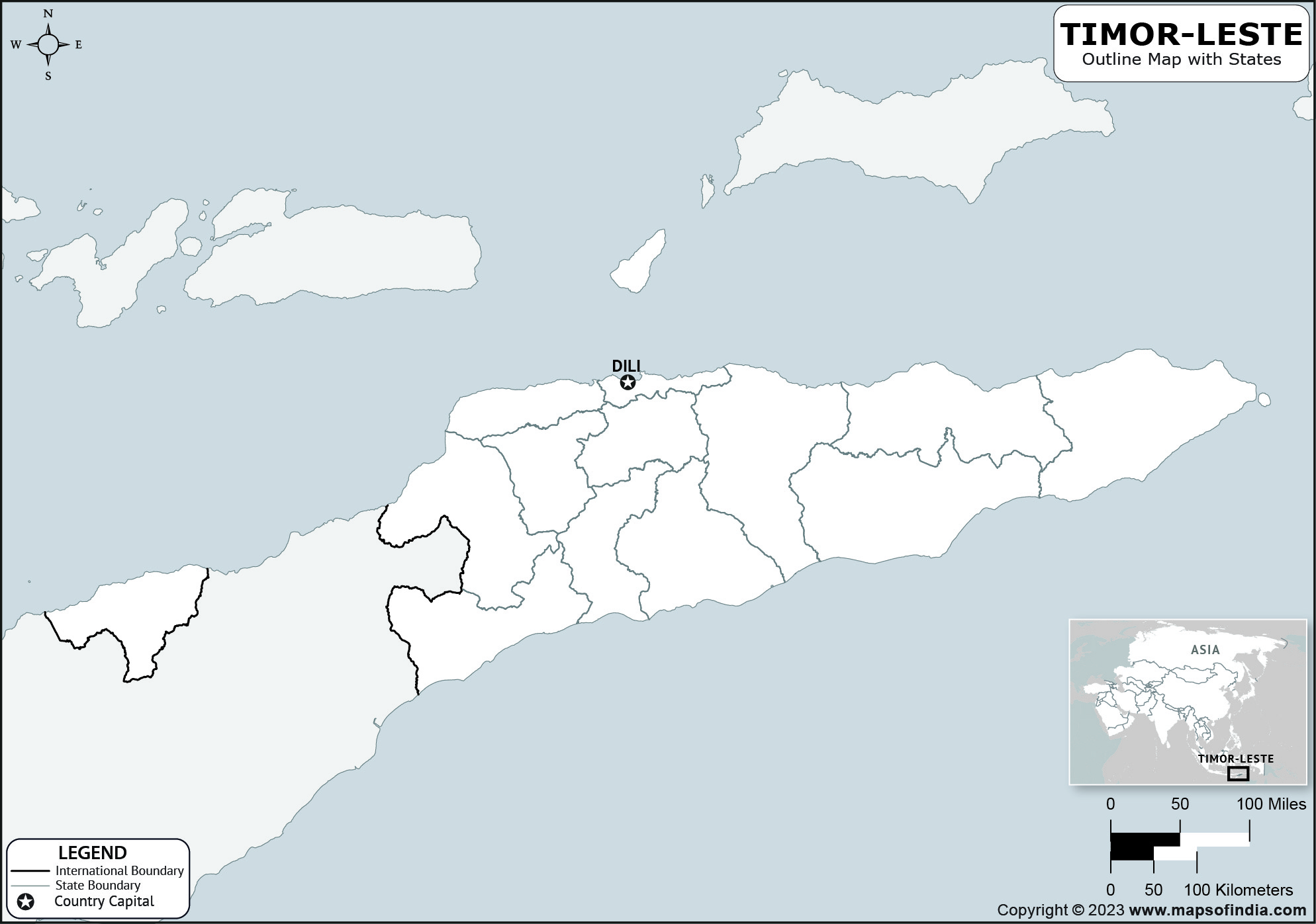 Timor Leste Blank Outline Map