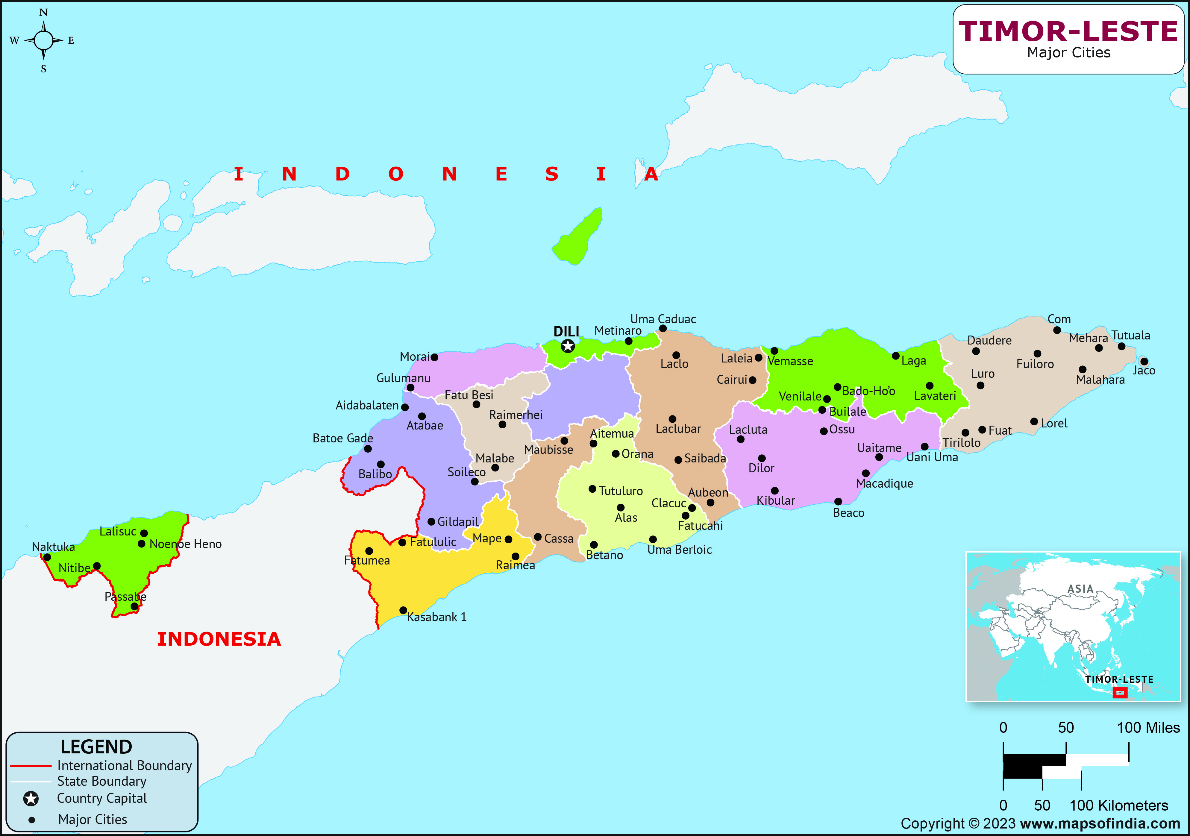 Timor Leste Major Cities Map