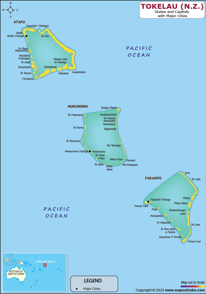 Tokelau Territory and Capital Map