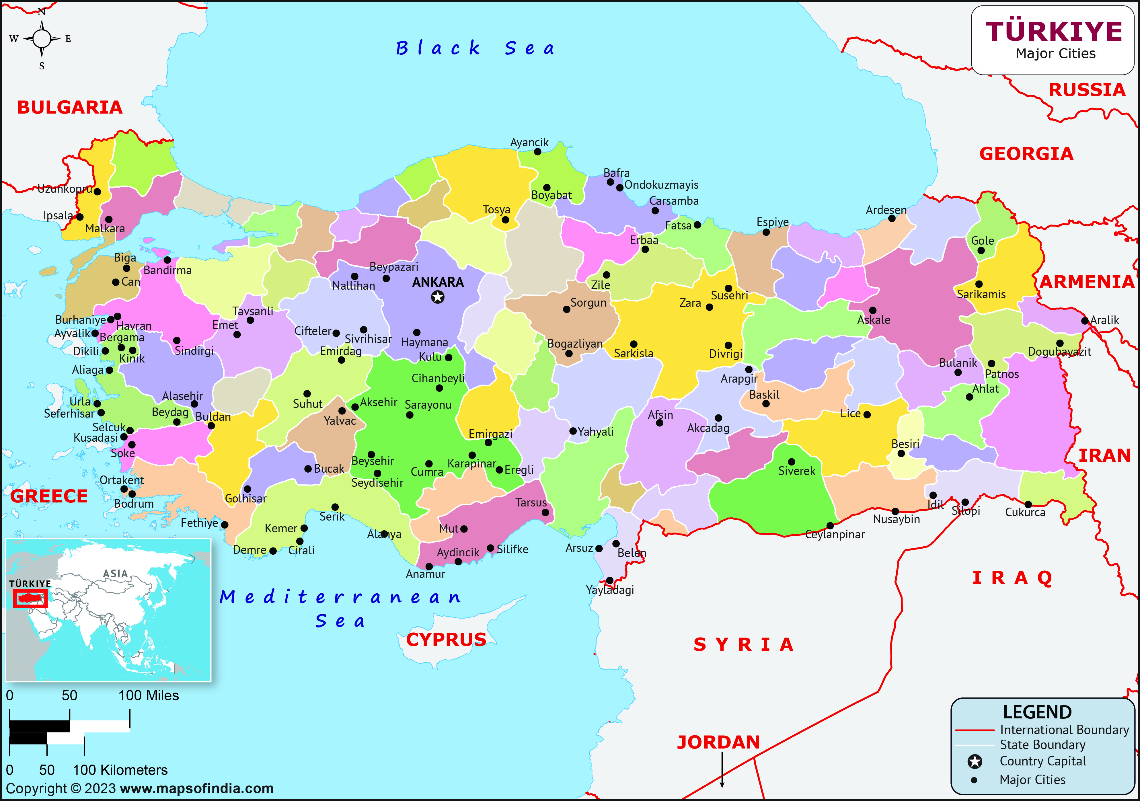 Turkeye Major Cities Map