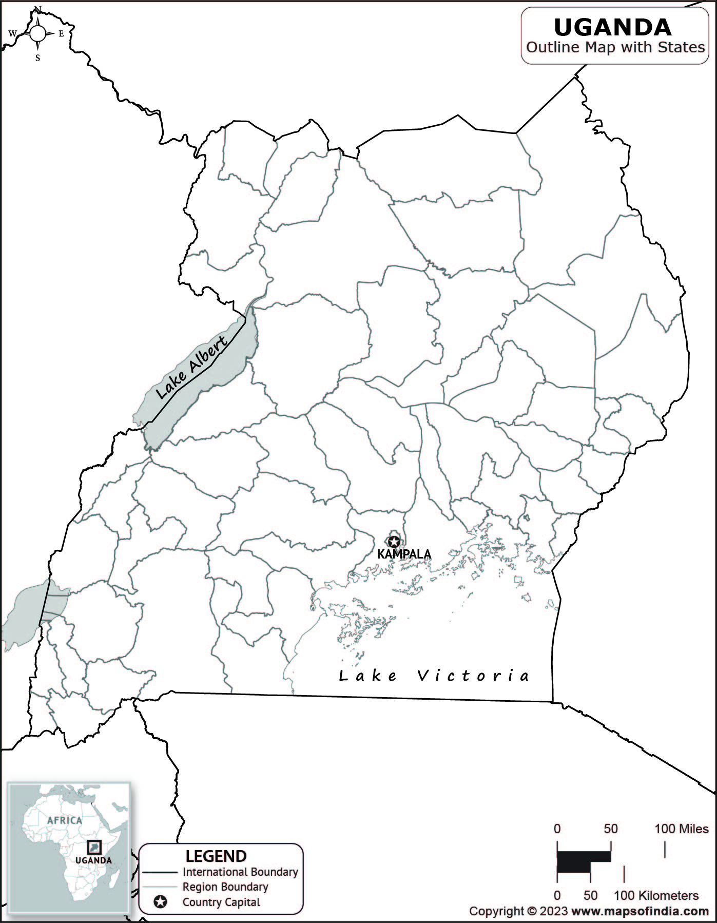 Uganda Blank Outline Map