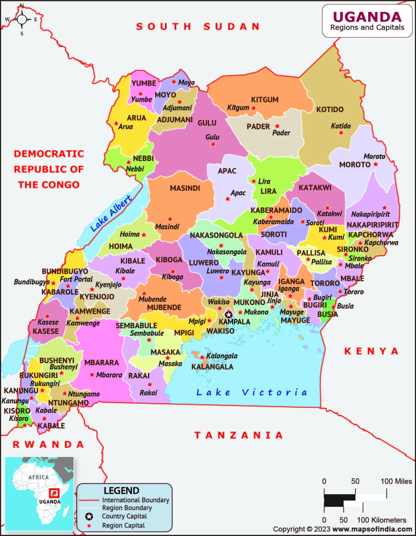 Uganda Regions And Capitals List And Map List Of Regions And Capitals 