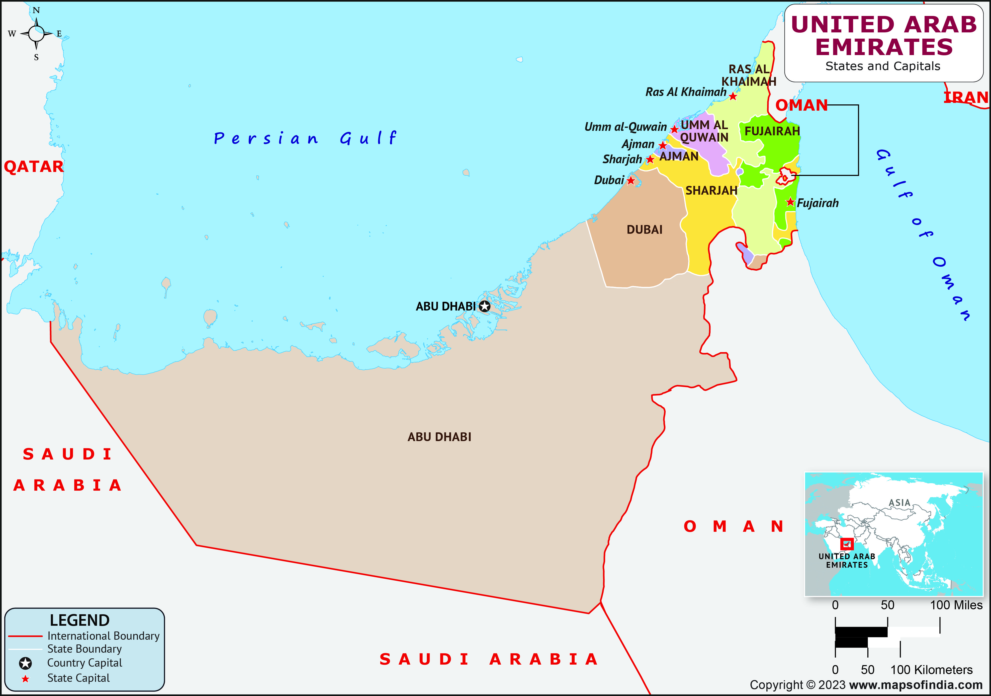 United Arab Emirates Regions And Capitals List And Map List Of United Arab Emirates Regions And Capitals List And Map List Of