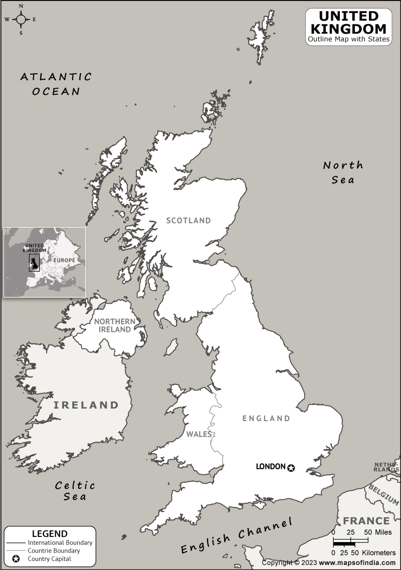 United Kingdom Blank Outline Map