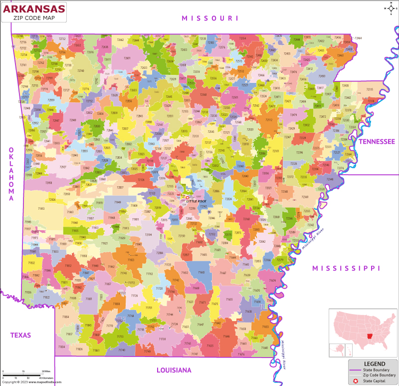 Arkansas zip code map