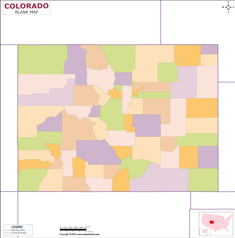 Blank Outline Map of Colorado