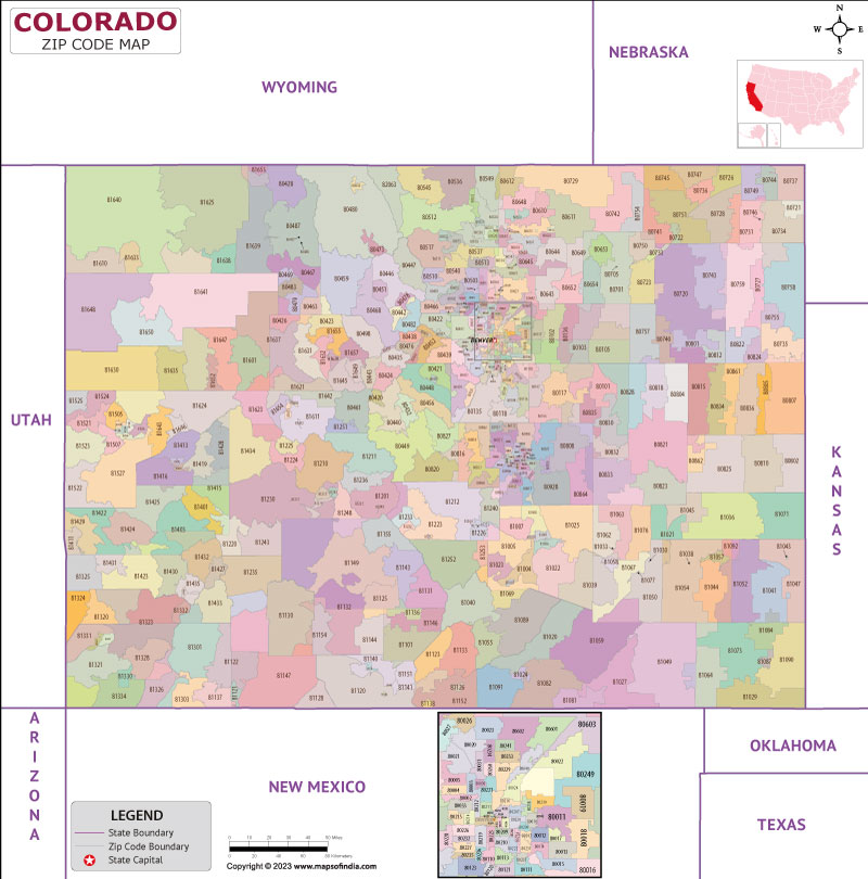 Colorado zip code map