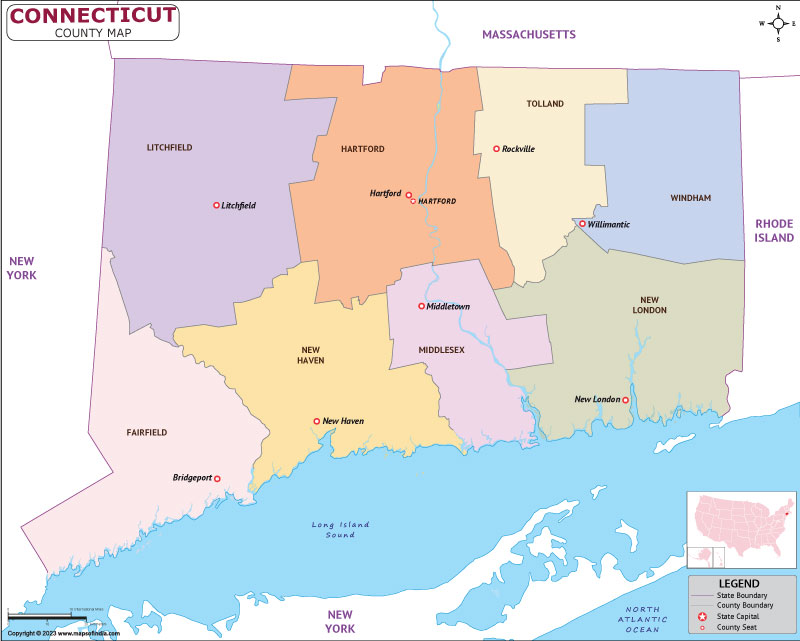 Connecticut Map Map of Connecticut (CT) State With County
