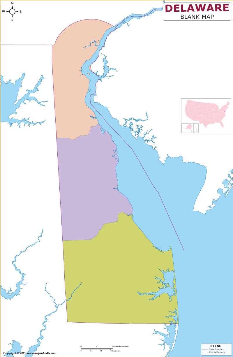 Blank Outline Map of Delaware