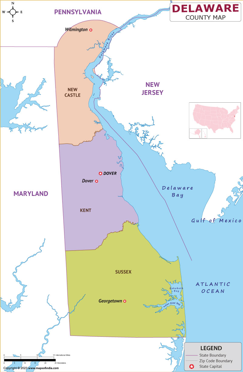 Delaware Map Map Of Delaware DE State With County